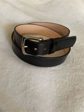 Men’s Rancourt & Co. Black Size 34 Minimalist Belt Silver Buckle USA Classic